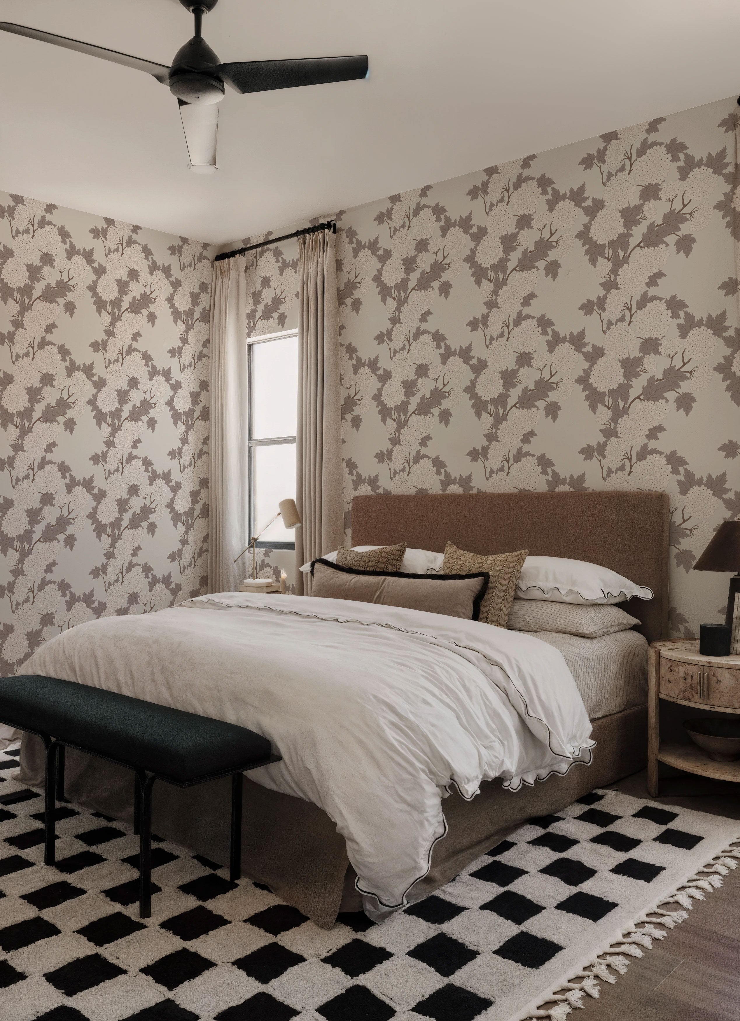 Hydrangea in Taupe Wallpaper